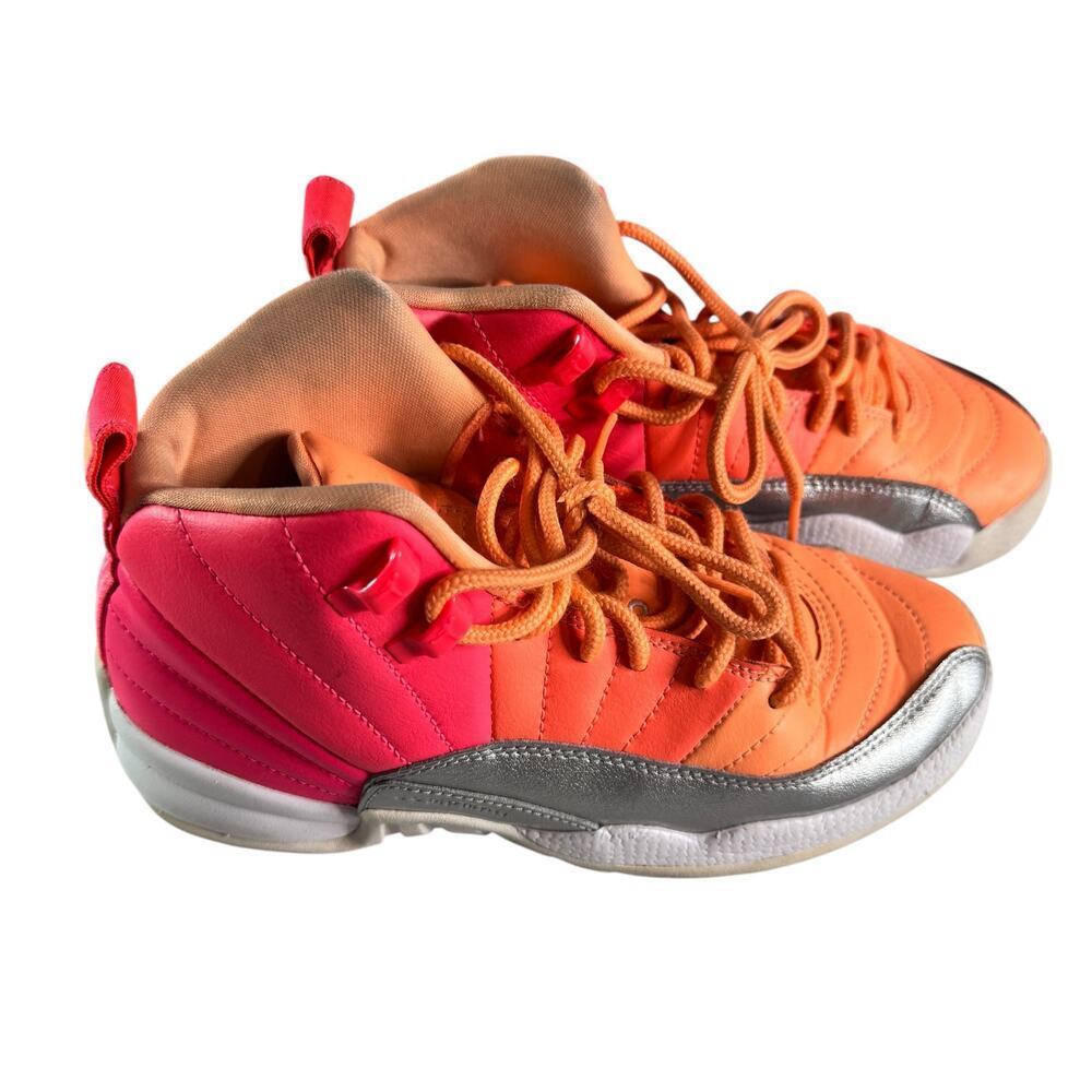 Air Jordan 12 Retro GS Sunrise Girls 4Y Pink Orange Silver 510815-601